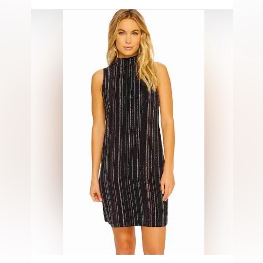 NWT Trina Turk Silk Black Shift Cocktail Dress with Beading